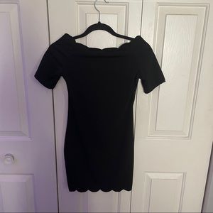 NEW Black Scallop edge Body-con off shoulder Dress